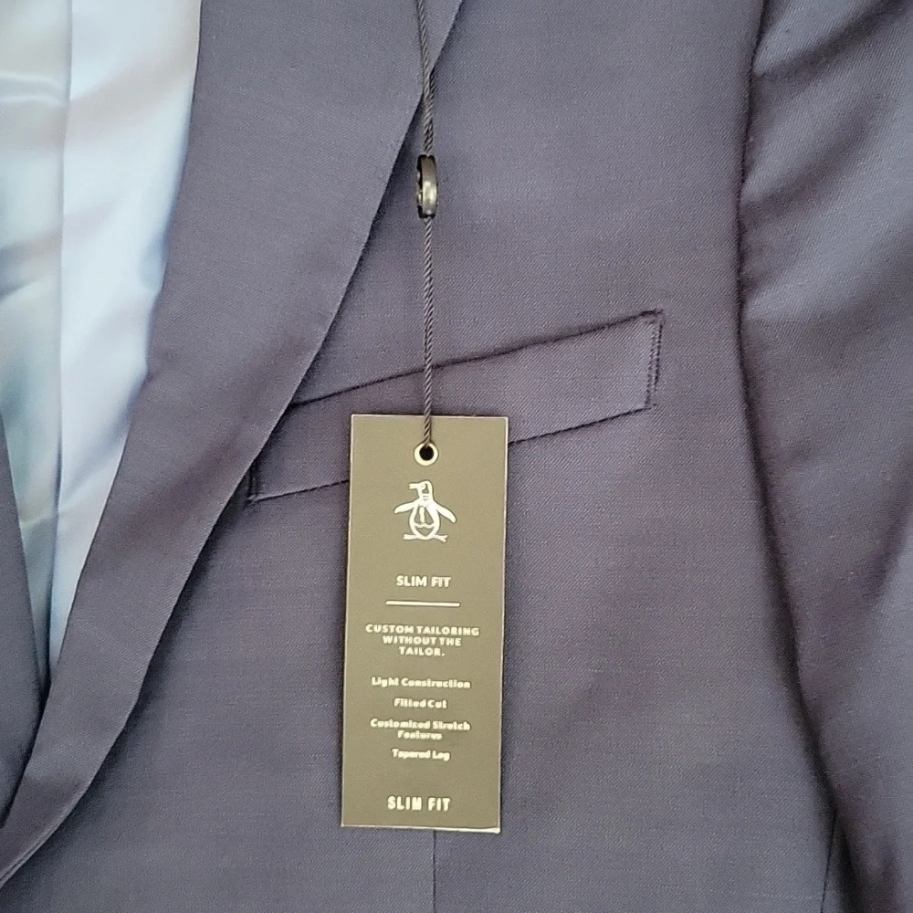 Original Penguin Size 38 Short Navy Blue NWT Wool Blend Suit Jacket